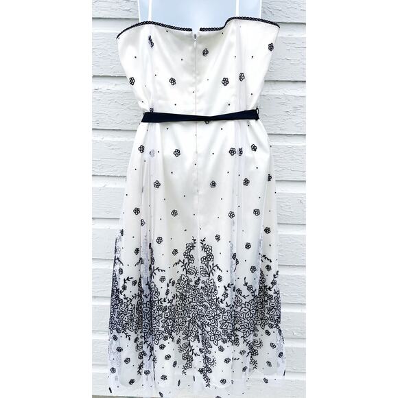 Adrianna Papell Boutique Dress Womens sz 10 1950s inspired A-line Ivory Tulle - Picture 5 of 8